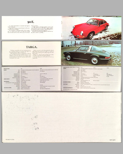1970 Porsche full line factory sales brochure back