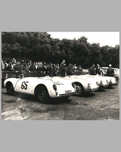Porsche arrives at Le Mans 1955 b&w photograph