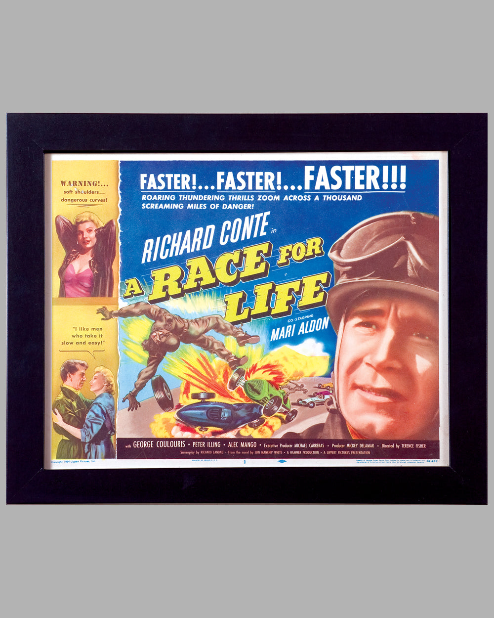 1954 original movie lobby card, &quot;A Race for Life&quot;, British film star Richard Conte