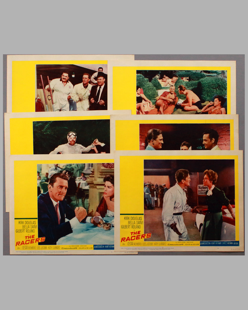 1961 original lobby cards, Kirk Douglas in &quot;The Racers&quot;