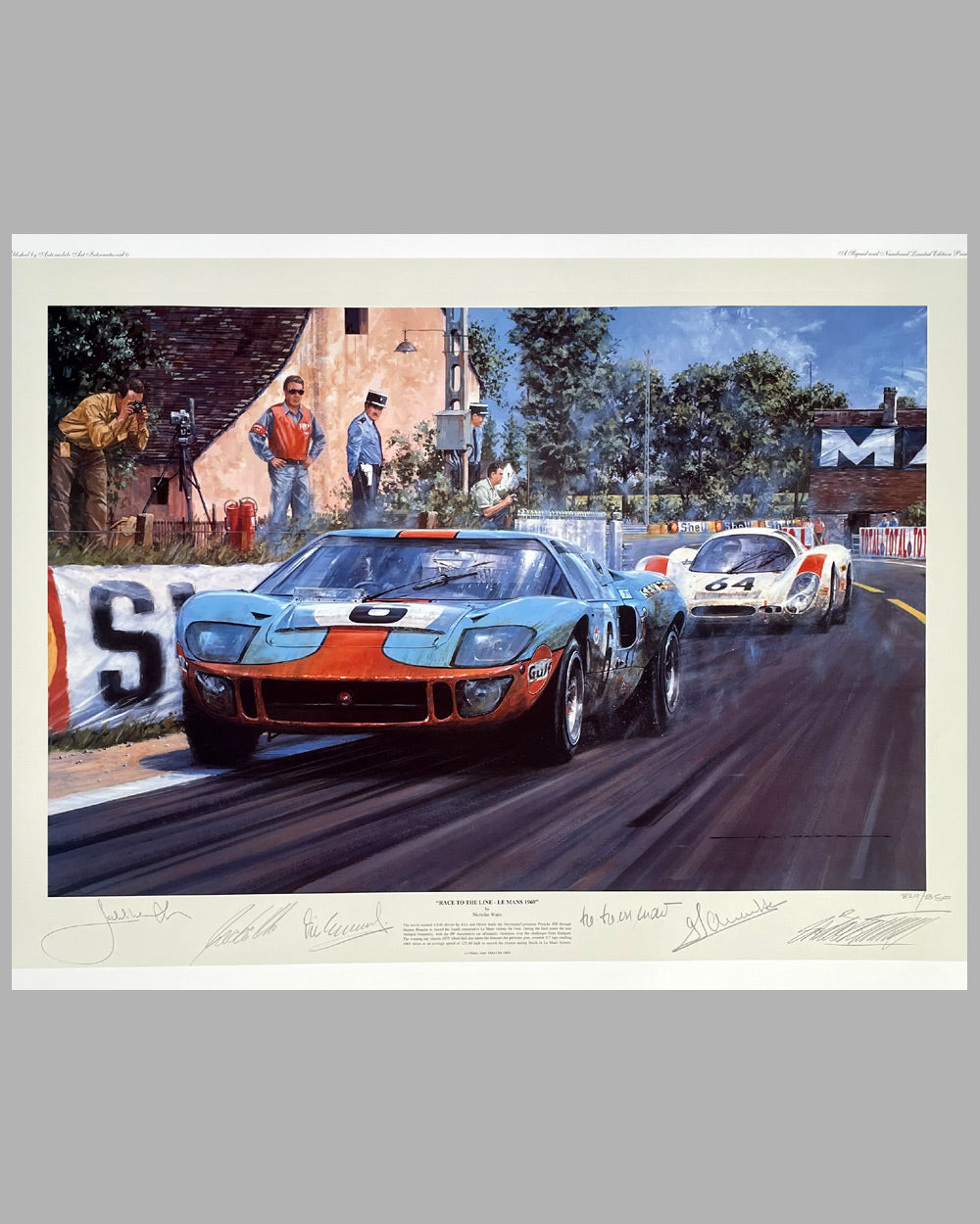 &quot;Race to the Line, Le Mans 1969&quot; autographed print by Nicholas Watts