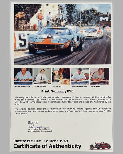 "Race to the Line, Le Mans 1969" autographed print by Nicholas Watts 3