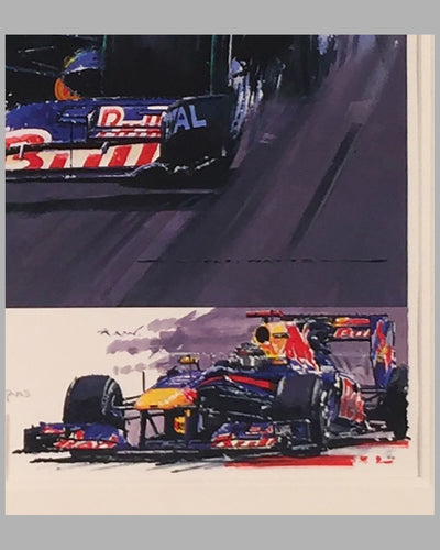 Raging Bulls giclee by Nicholas Watts, autographed by 2 drivers & owner 2