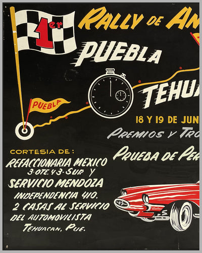 Rally de Aniversario from Puebla to Tehuacan silk screen poster, 1955 3