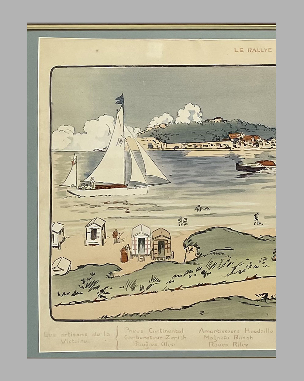 Le Rallye Automobile de St. Sebastien, 1912, hand colored lithograph by Nevil (Ernest Montaut Studio) 3