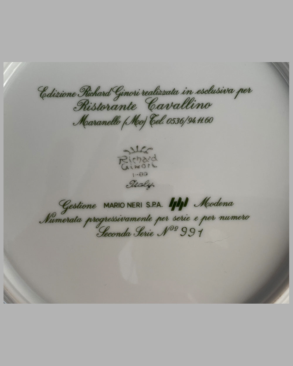 Ristorante Cavallino - Maranello Modena Italy dinner plate 2