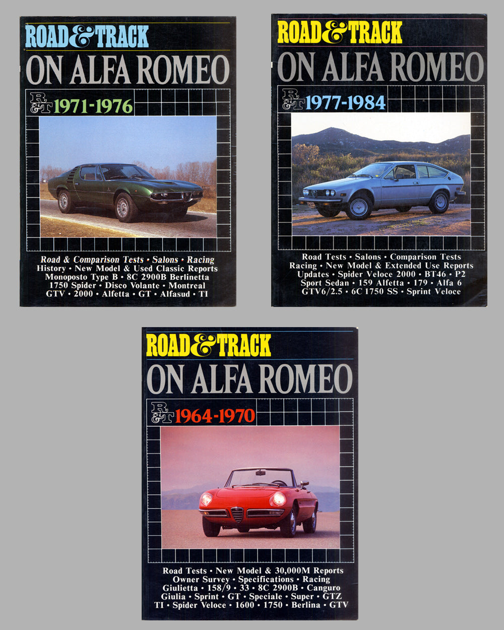 Three Road &amp; Track on Alfa Romeo books by Brooklands