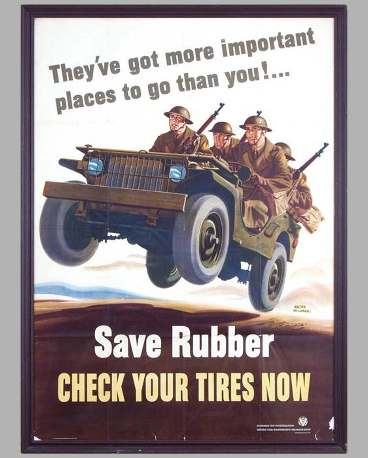 Save Rubber original World War II propaganda poster by W. Richards