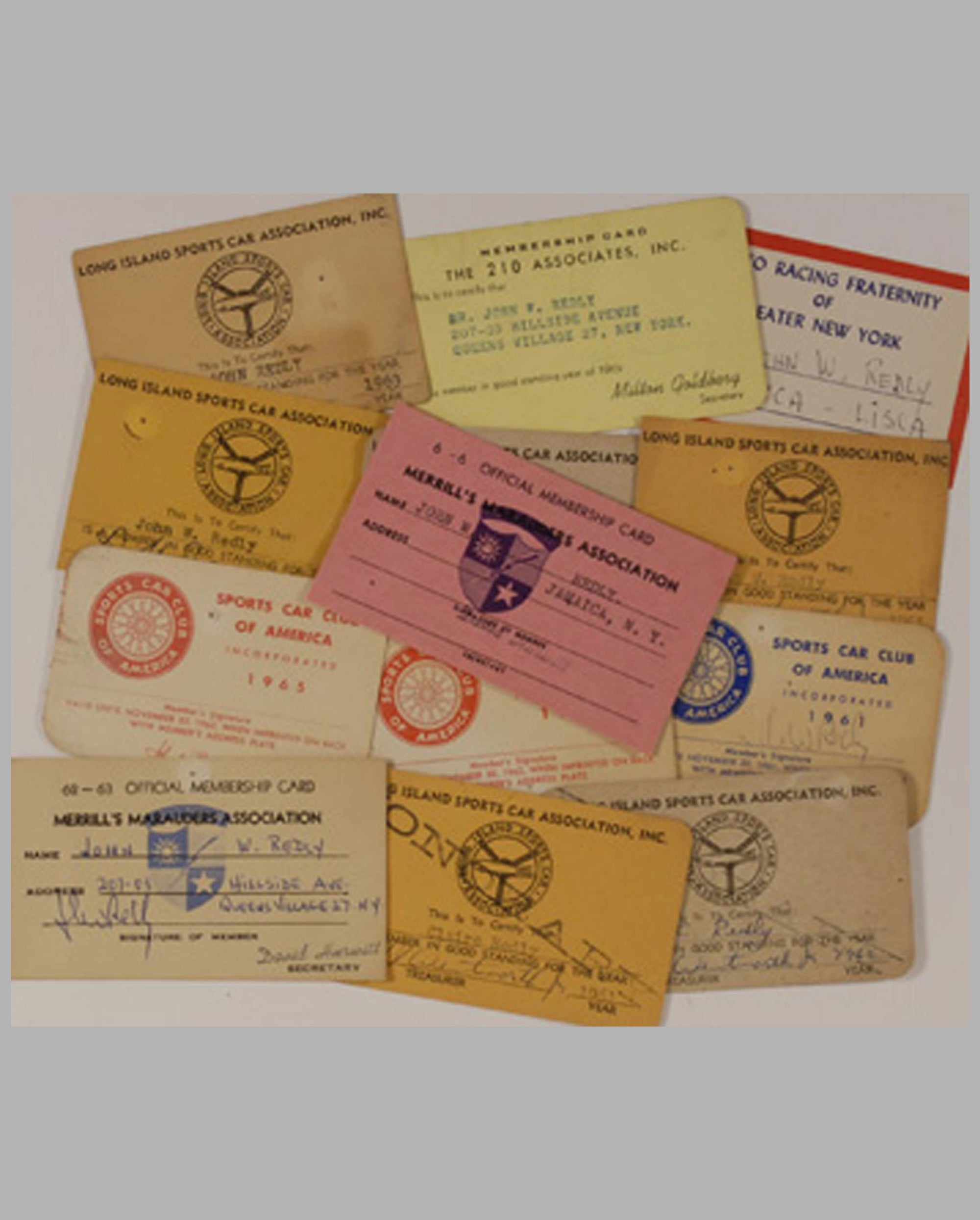 Early 1960's SCCA/Sports Car related membership cards