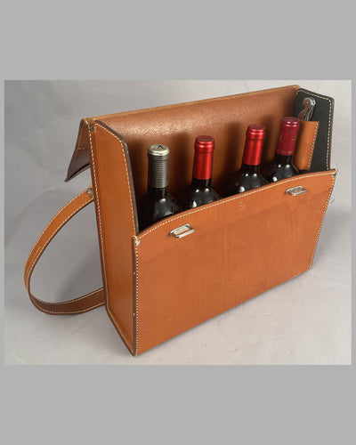 Leather traveling wine carrier by Schedoni, Italy 2