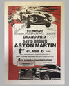 Aston Martin factory victory poster for the 12 hours of Sebring in 1956, Autographed Carroll Shelby and Roy Salvador