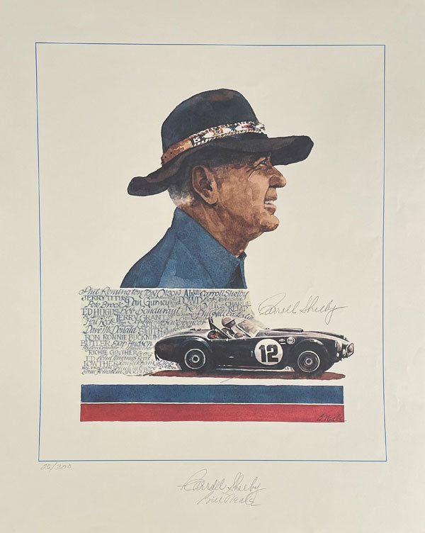 &quot;Carroll Shelby and his Cobra&quot; print by the late Bill Neale, autographed by Shelby