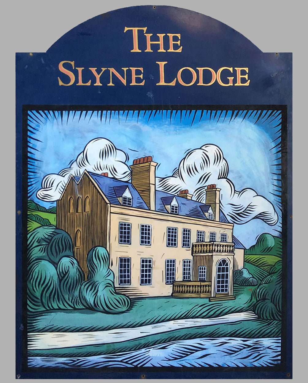 The Slyne Lodge large metal enamel sign