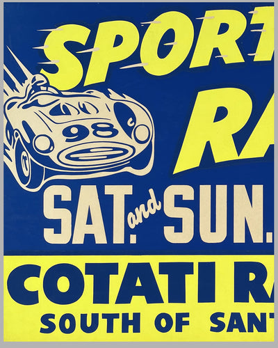 Sports Car Races original poster for Cotati Raceways, CA, in July 1961 2