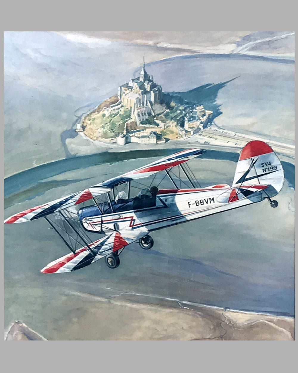 Stampe du Club de la Snecma-Meaux watercolor painting on board by Abelin 2
