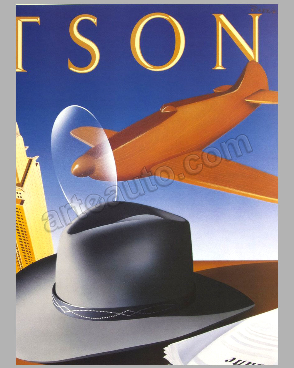 Stetson Hats large original advertising poster by Razzia