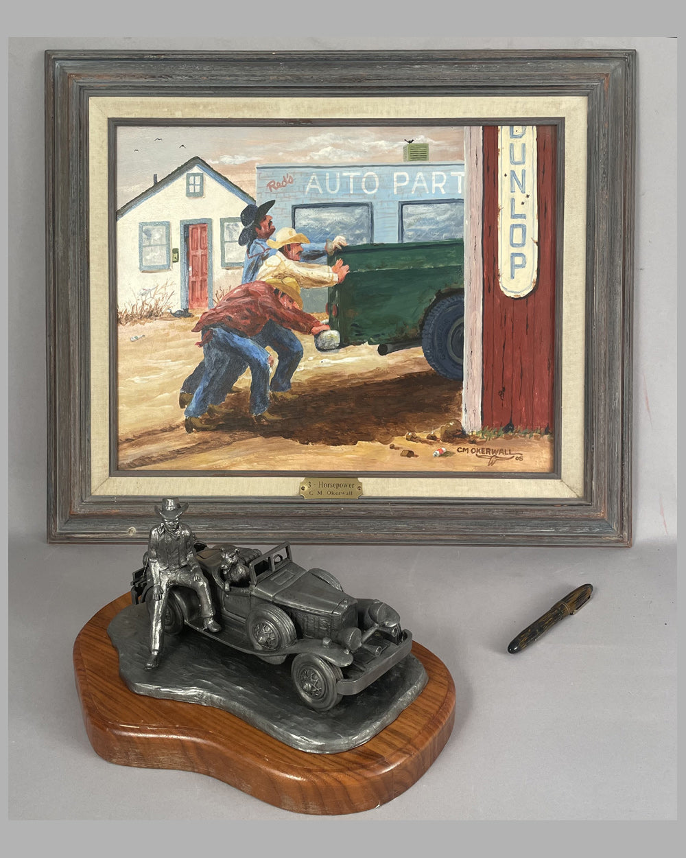 Cowboys and cars, lot of 2 artworks