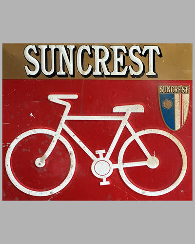 1970's Large Suncrest Bicycle U.S.A. Embossed Tin Sign 2
