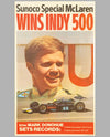 Sunoco McLaren Wins Indy 500 original victory poster, 1972