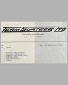Three Team Surtees letters on company stationery between Malcom Currie at Watkins Glen 5