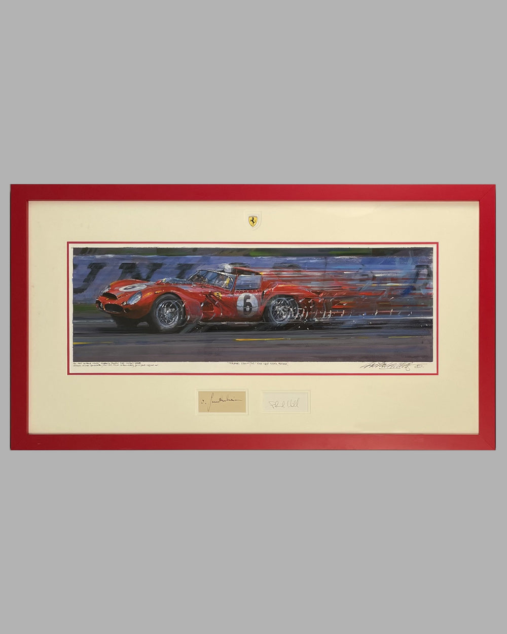 Ferrari 330 LM/TR The Last Testa Rossa - original painting by Nicholas Watts, autographed by Phil Hill and Olivier Gendebien