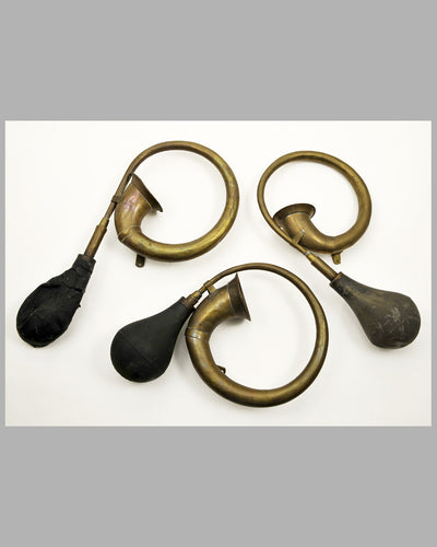 Three Brass Bulb Horns