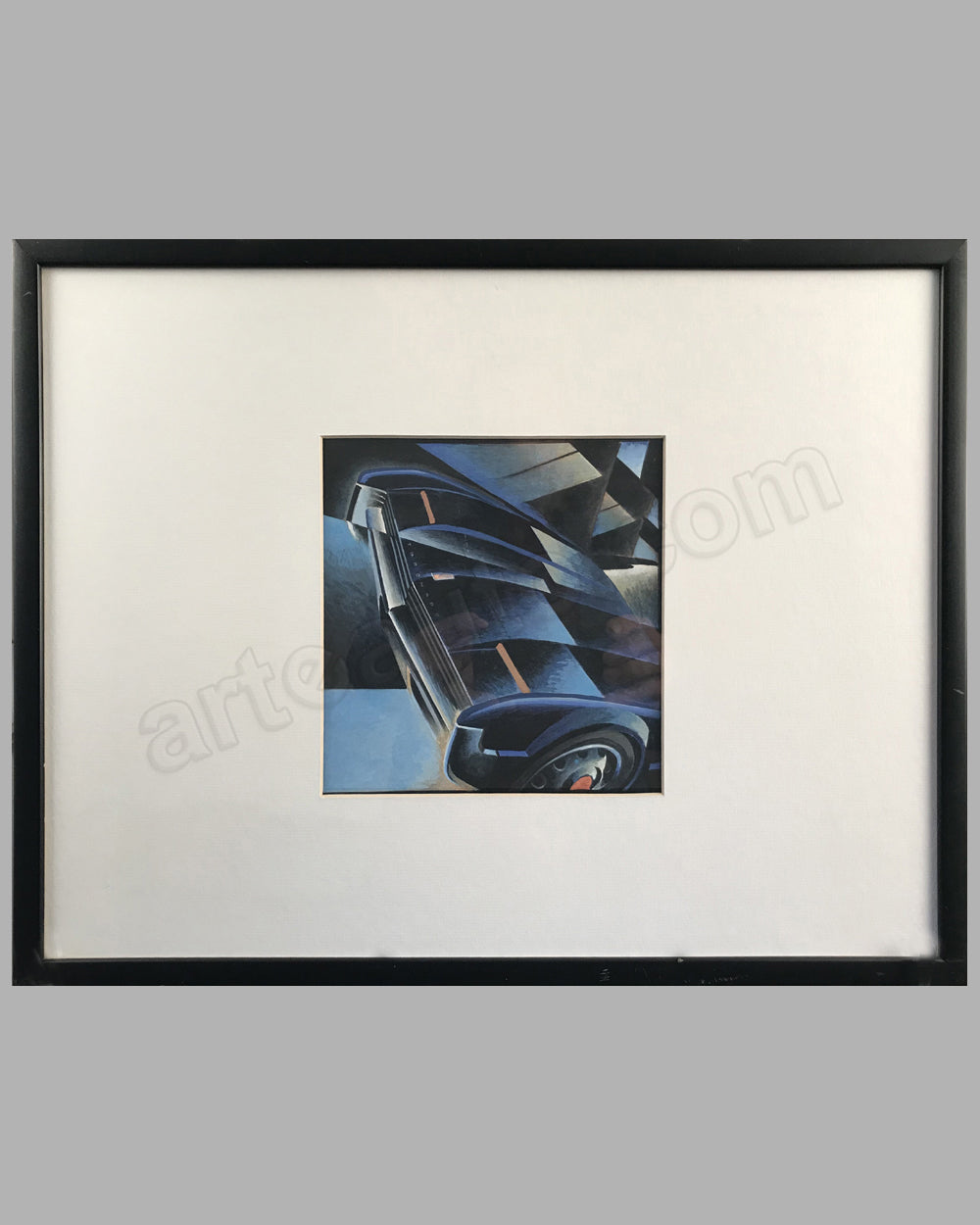 Oldsmobile Toronado gouache on board, by Alain Lévesque, mid-1990's