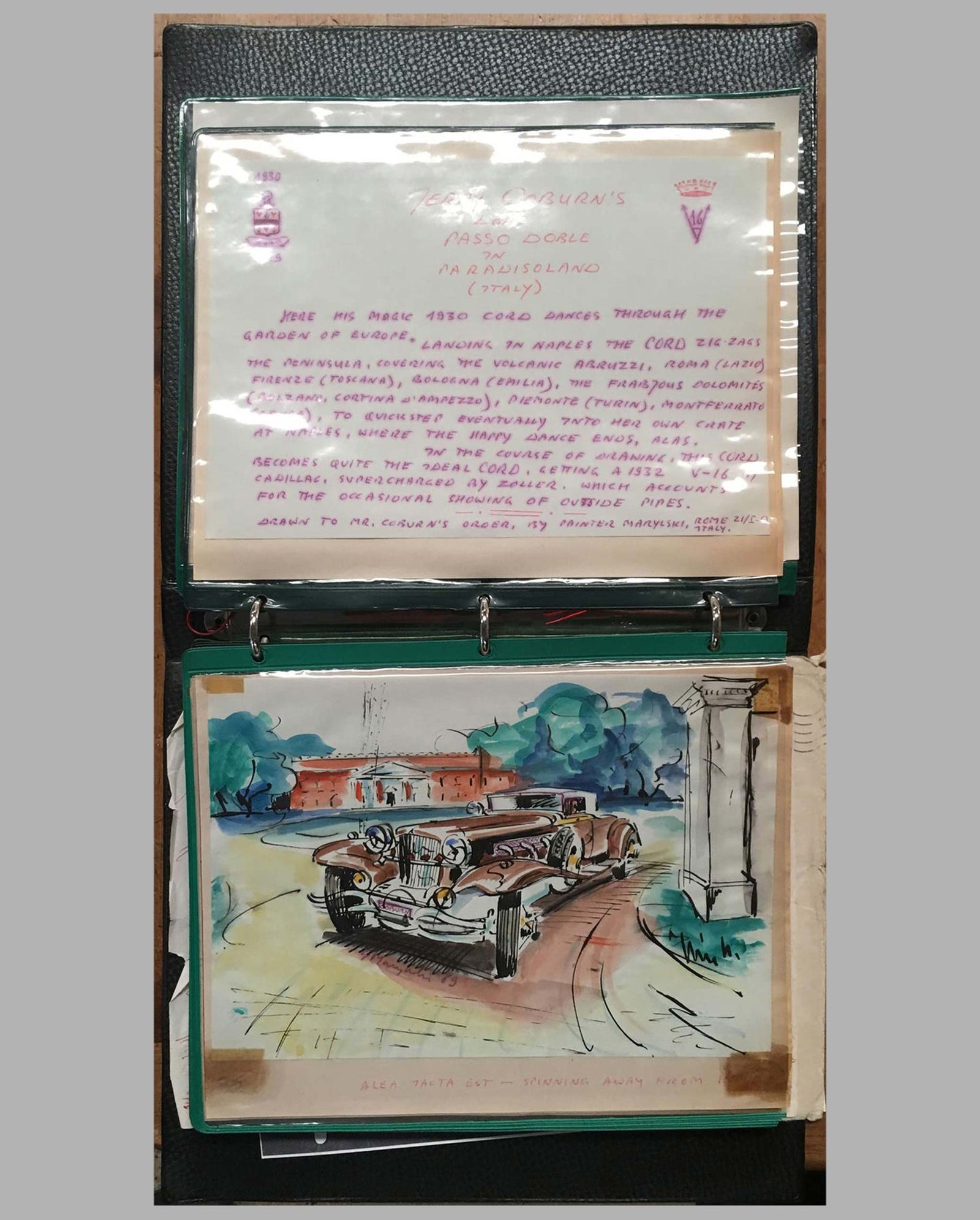 A travel book through Italy in a 1930’s Cord L.29, collection of 41 paintings by George Marylski page 1