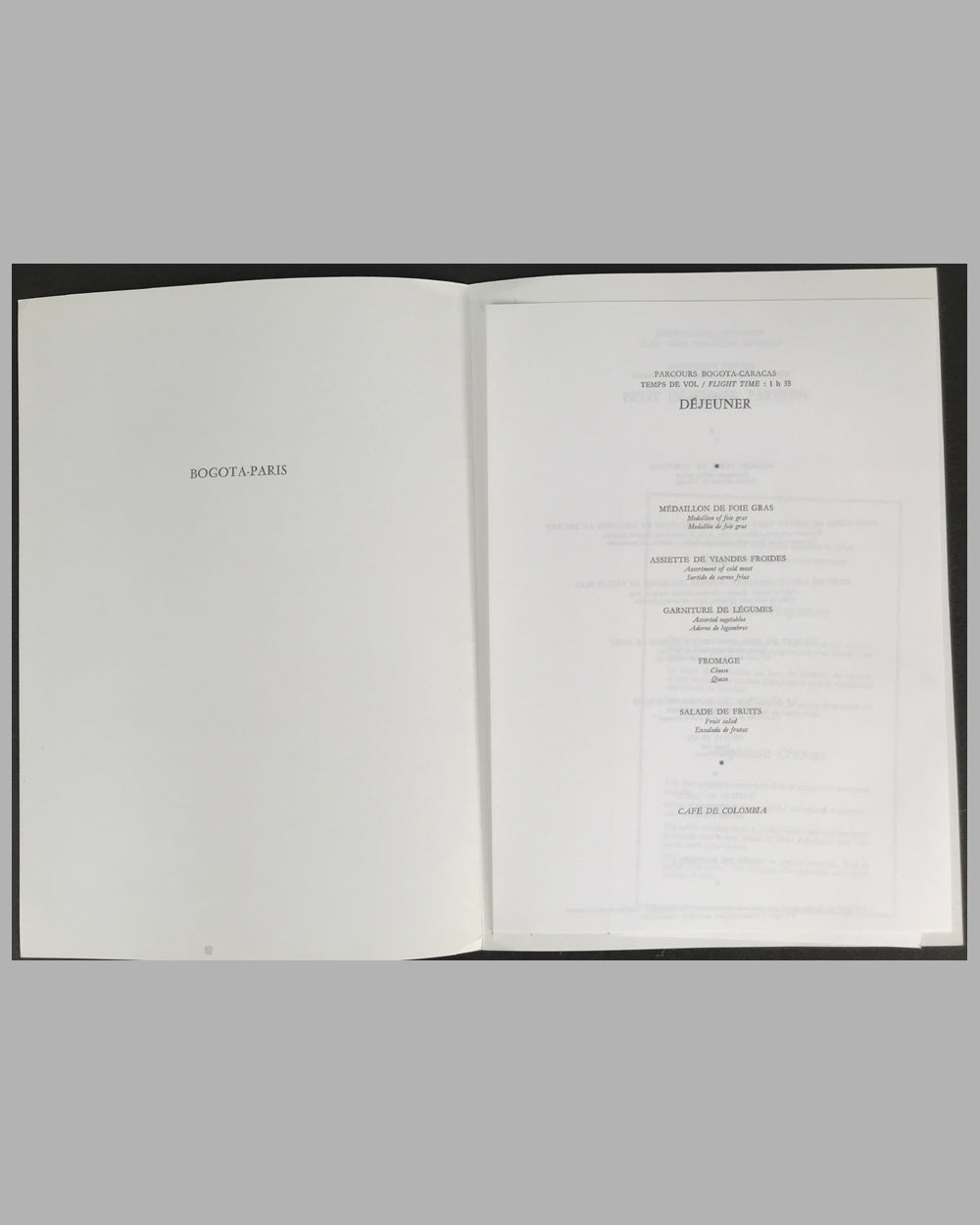 Two Air France First Class Dinner Menus 3