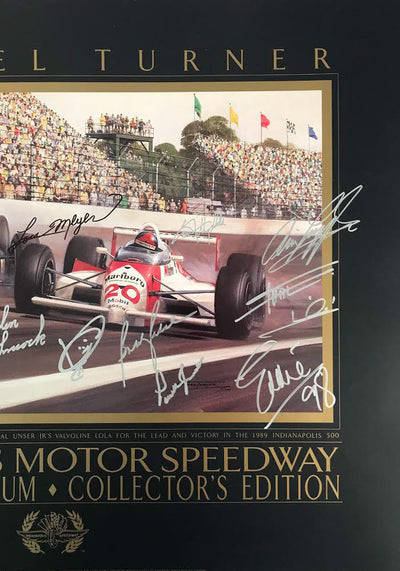 1989 autographed Indianapolis Collectors Edition Poster by Michael Turner, signed by many drivers 2