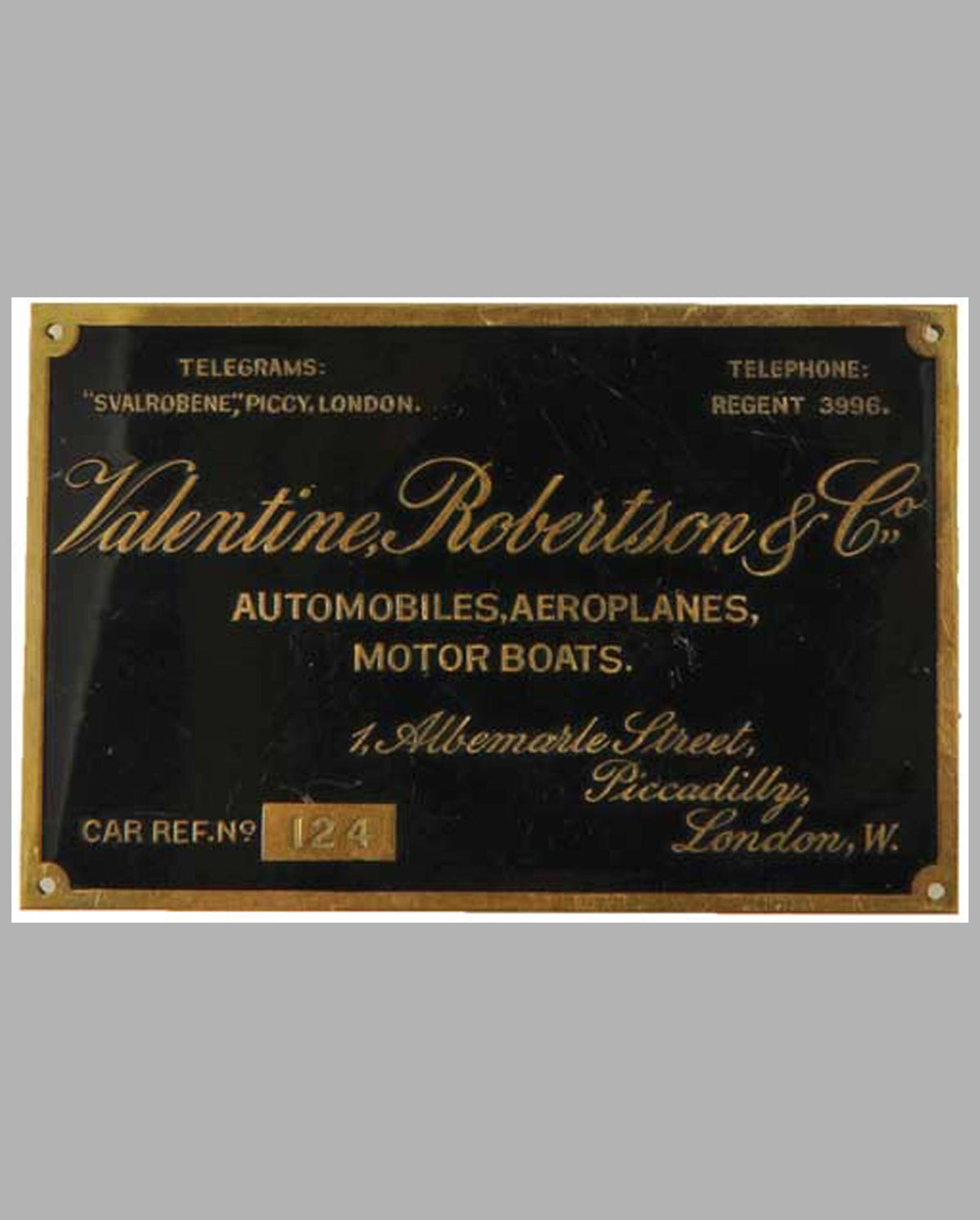 Valentine, Robertson &amp; Co. dealer’s plate, enamel on brass