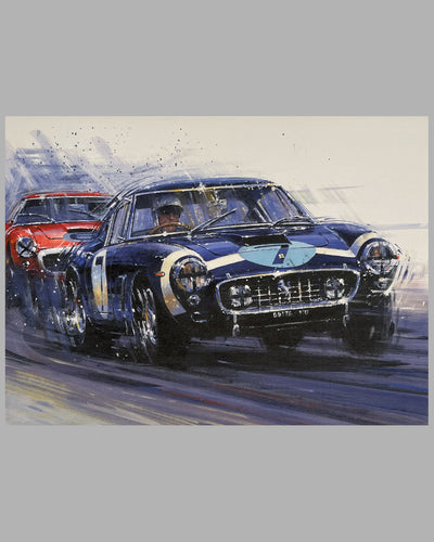 Victory at Goodwood giclée by Nicholas Watts, hand autographed by Moss 2