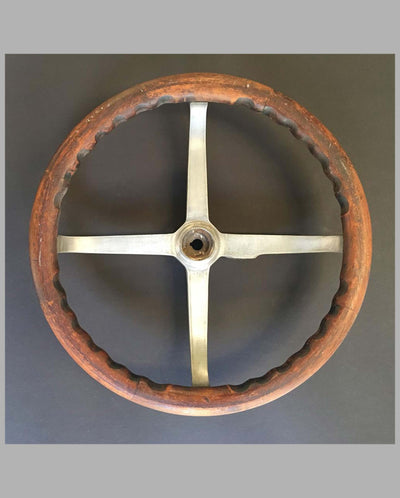 Vintage wood and metal steering wheel