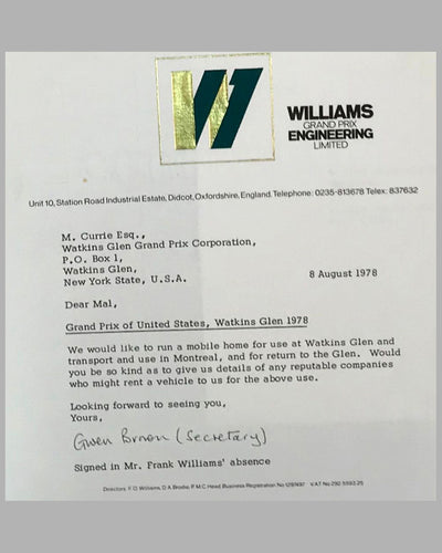 03 - Williams GP Engineering and Watkins Glen GP Corp. correspondence 3